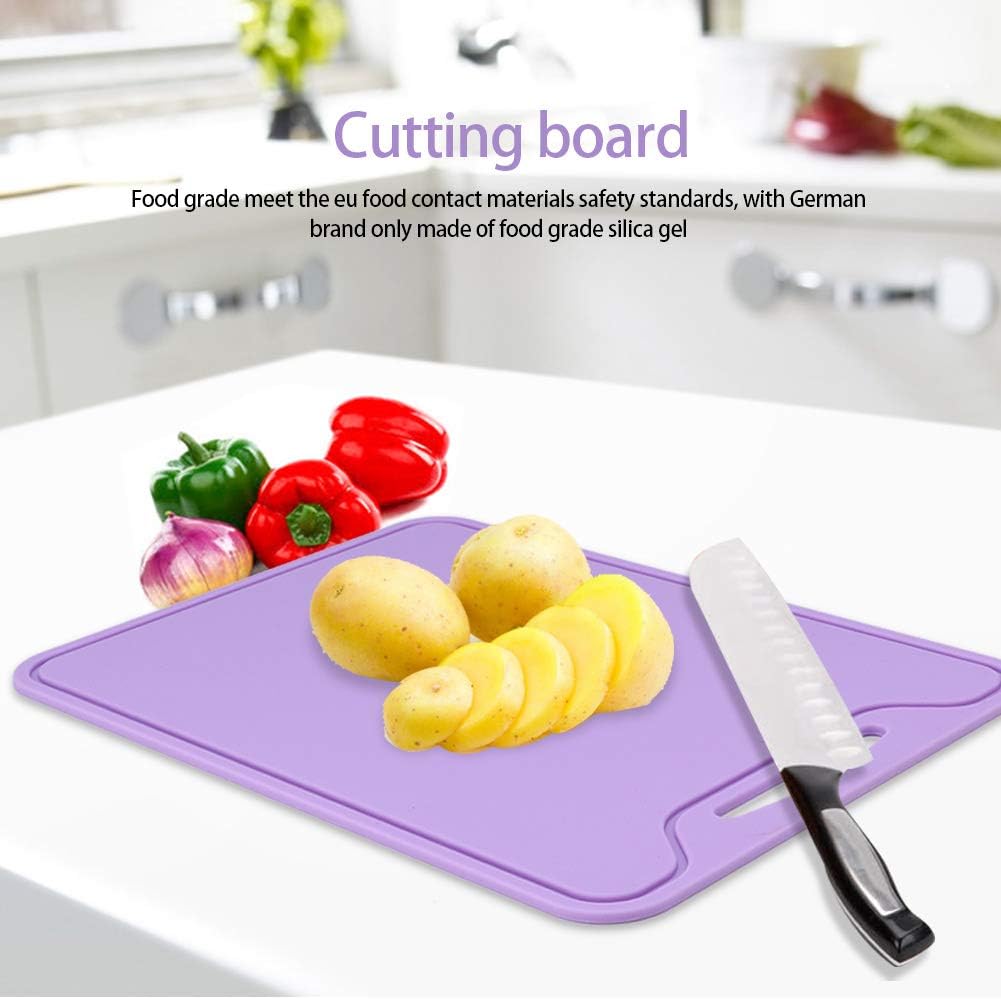 Food Grade Silicone Flexible Cutting Board, 100% Non-Slip for Meat and Vegetables, Home Kitchen Use