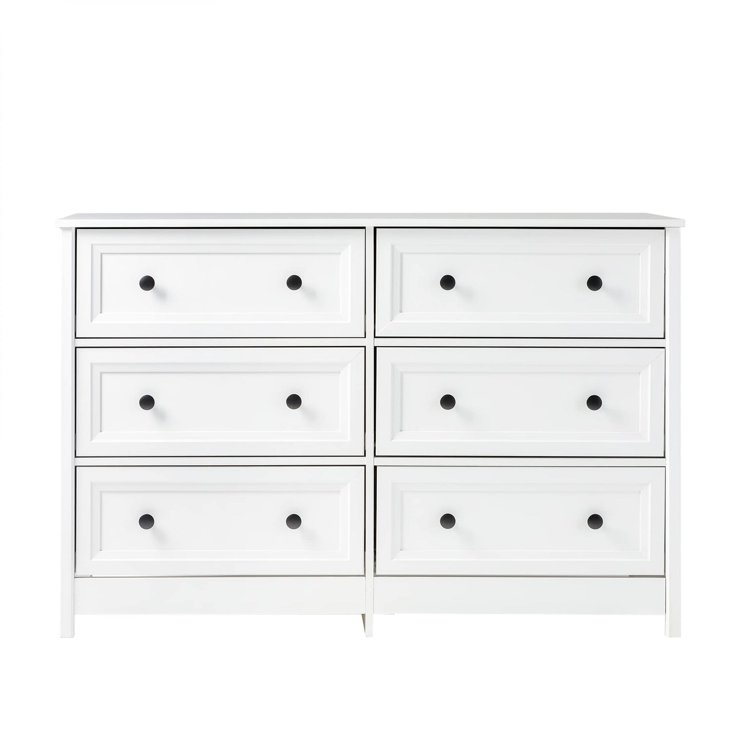 Walker Edison Tahnee 6-Drawer Solid Wood Dresser, 47 Inch, White