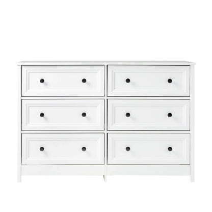 Walker Edison Tahnee 6-Drawer Solid Wood Dresser, 47 Inch, White