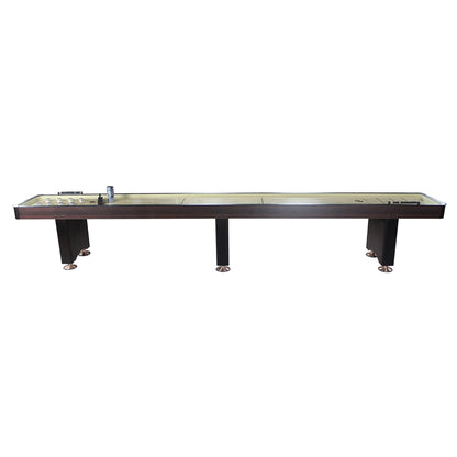 Playcraft Woodbridge Shuffleboard Table with Storage Cabinet - Shuffle Board Game Table Set with Matching Abacus, 8 Pucks, Brush & Wax (Made in USA) - Pro Style Climate Adjusters - Espresso - 16ft
