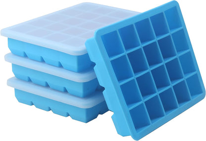 20 Section-0.5oz, 4 Pack) Food Grade Silicone Ice Cube Tray Food Container with Airtight Locking Lid, Perfect