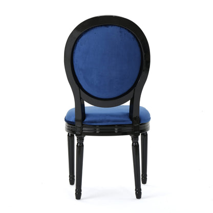 Christopher Knight Home Camille Traditional Velvet Dining Chairs, 2-Pcs Set, Navy Blue / Gloss Black