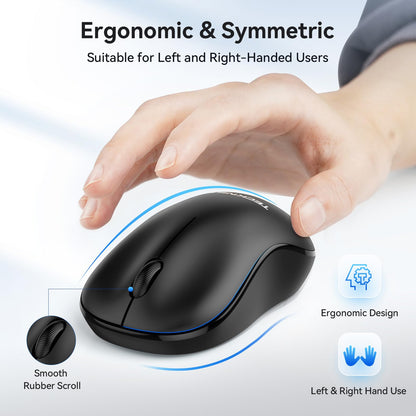 TECKNET Wireless Mouse for Laptop, 2.4G Silent Computer Mouse Quiet Click with 5 DPI Levels,Contoured Grip,Small Portable 30 Months Battery Cordless Mice for PC, Chromebook, Mac - Pink
