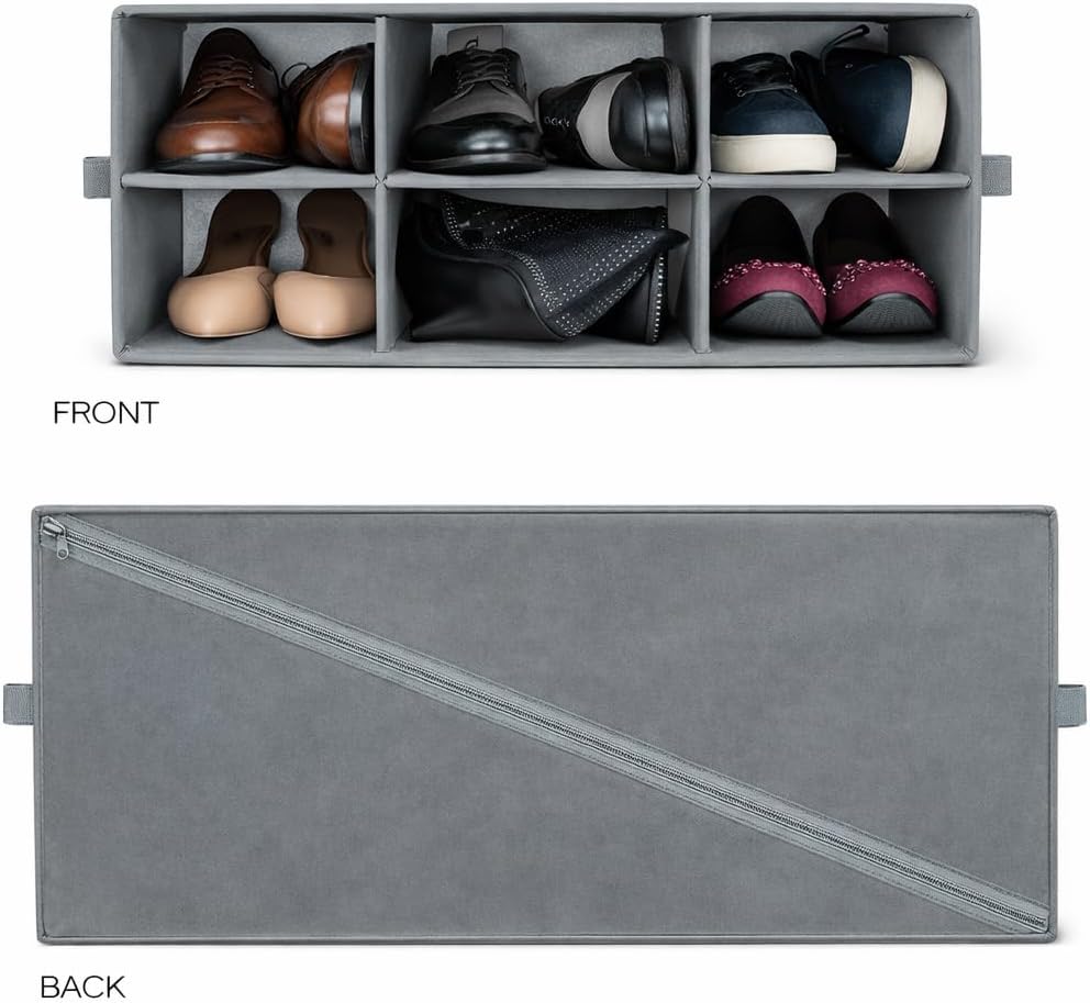 6 Closet Sorbus Shoe Organizer Bin, Section Cubby Shoe Shelves, Foldable Portable Detachable Organizer Storage for Home
