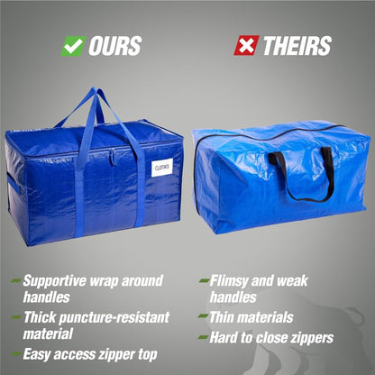 RUGGED RHINO Heavy Duty Extra Large Moving Bags - Durable Blue Storage Solution with Strong Handles & Zipper | 2 Pack