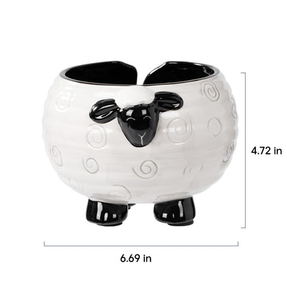 Surlama Yarn Bowl for Crochet Large Sheep Shaped Ceramic Yarn Holder Crochet Bowl Knitting Bowl, 6 Inch Wide x 4 Inch High