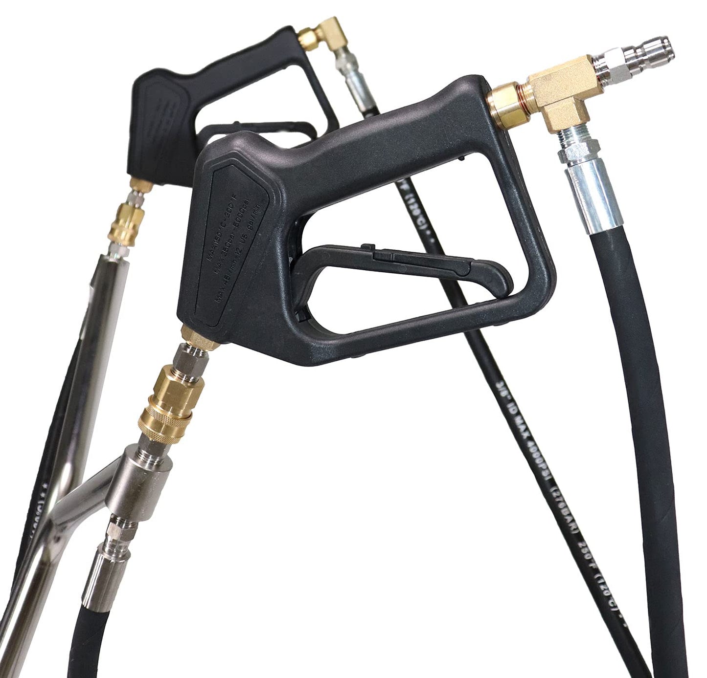 Erie Tools 20" Polypropylene Surface Cleaner with Wheels, 4 Nozzle Spray Bar, Side Nozzles Front Spray Bar, Dual Trigger Guns, Wheels, 4000 PSI 4 GPM