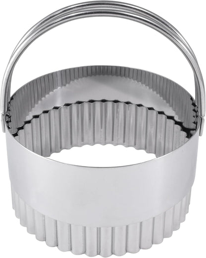 R&M International Stainless Steel 3-1/4" Round Fluted Biscuit Cutter with Handle, 1-Piece