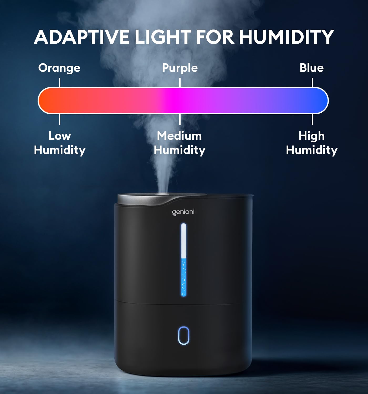 GENIANI Ultrasonic Cool Mist Humidifier for Bedroom, Large Rooms, Home, 4L - Easy Fill & Clean Humidifier for Plants w/Auto Shut-off, 40H Runtime - Quiet, Top Fill Air Humidifier