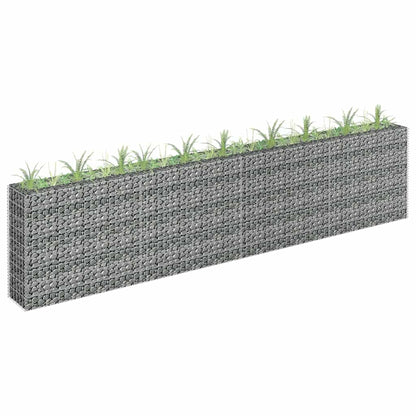 Foknhdi Galvanized Steel Raised Garden Bed 141.7x11.8x35.4 in Large Outdoor Planter Box Silver Modern Gabion Planter for Patio Yard Balcony