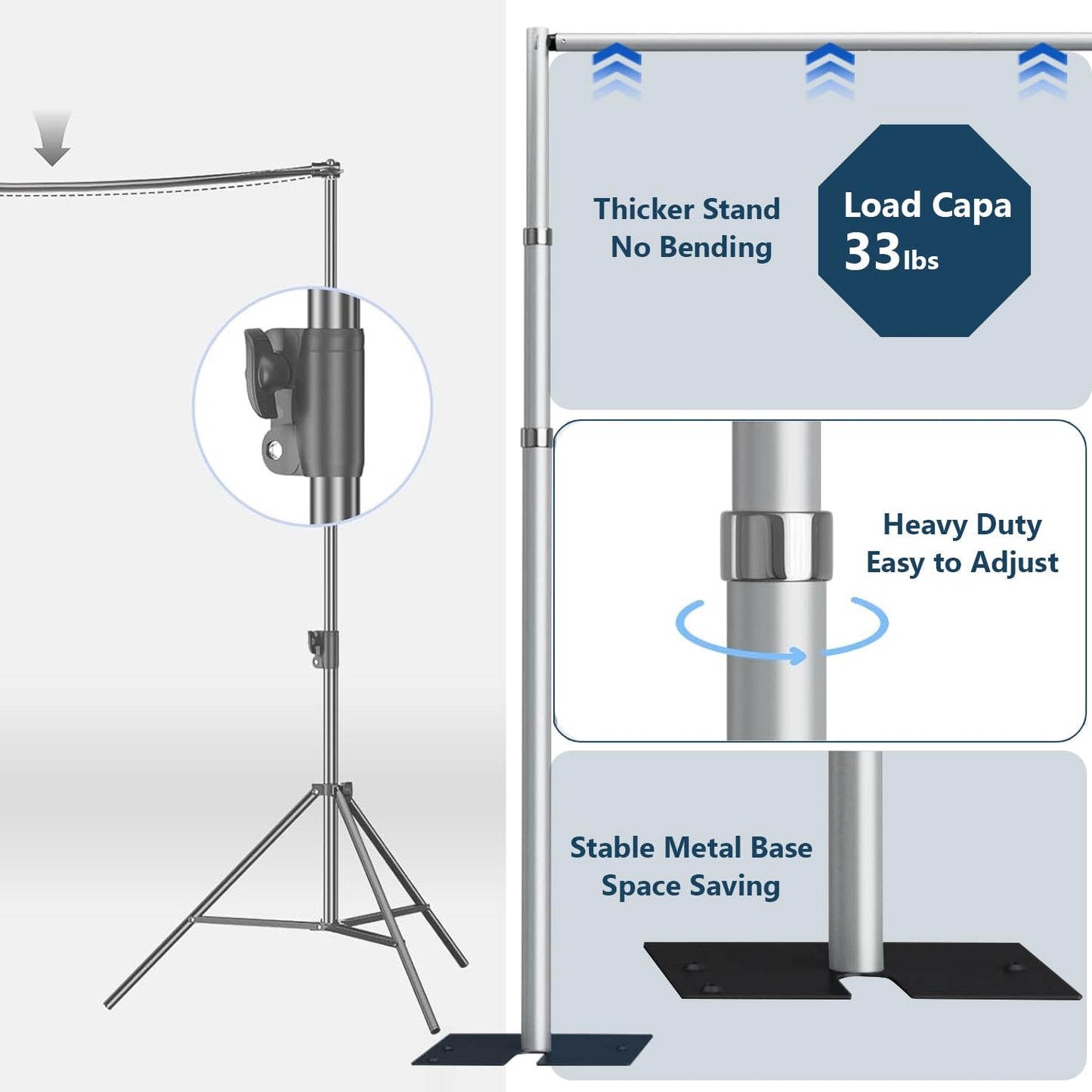 SLOW DOLPHIN 20 x 8.6ft Pipe and Drap Photo Studio Backdrop Stand Kit, Heavy Duty Adjustable Frame Backdrop Stand with Carry Bag for Event, Birthday Party, displays and Wedding Decoration.