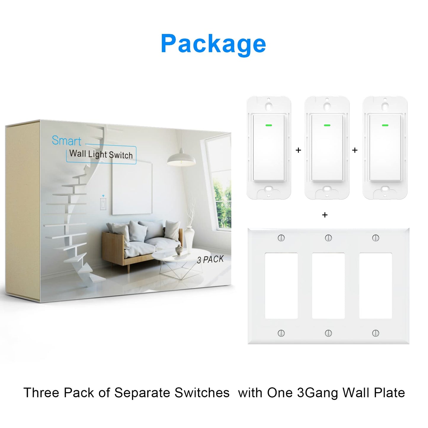 Milfra Smart Dimmer Switch 3Gang Digital Display Single-Pole 3Way Dimmer Smart Switch， 2024 New Model，Works with Siri, Alexa and Google Home，Voice and Remote Control，Neutral Wire Required