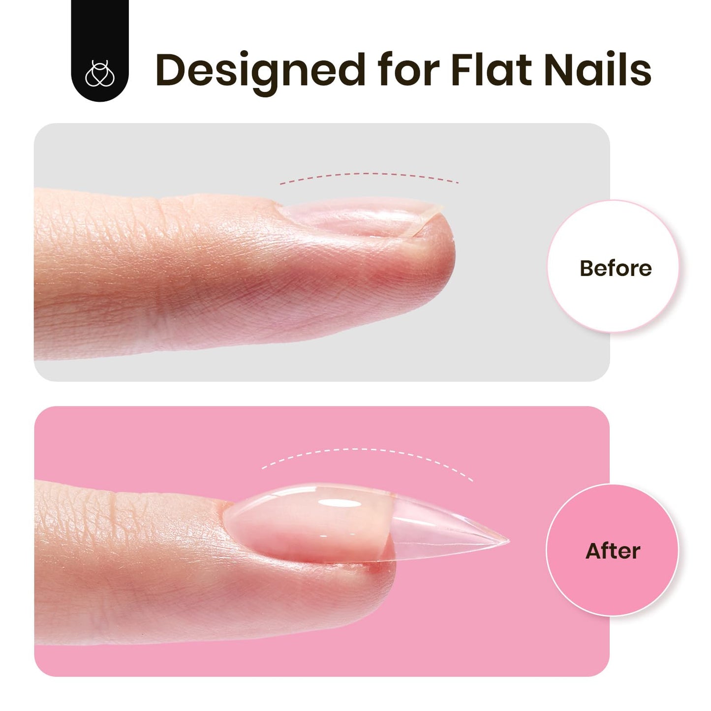 Beetles Tipex Gel Nail Kit, Medium Almond Nail Tips 224 Pcs 16 Sizes Pre-Building Pre-Etched Thick Acrylic Tips with Tipex Glue, Mini Lamp