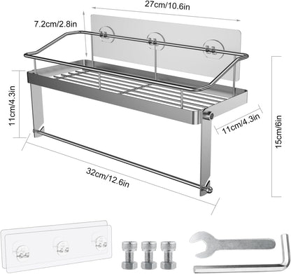 Adhesive Paper Towel Holder Shelf, Wall Mounted Roll Rack for Kitchen Shower Bathroom, Rustproof Stainless Steel
