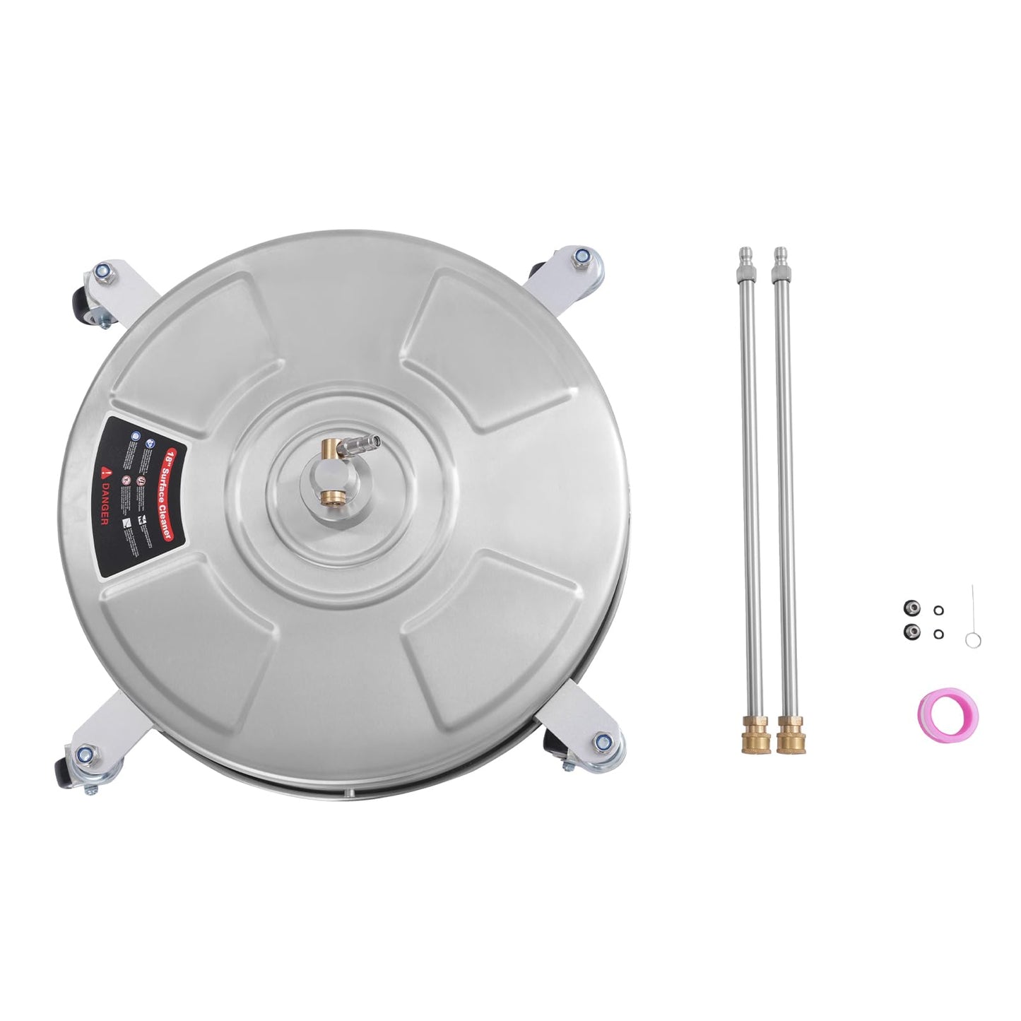 18" Pressure Washer Surface Cleaner with 4 Wheels, 1/4" Quick Plug, Surface Cleaner for Pressure Washer Attachment for for Concrete, Patio, Sidewalk, Deck and Driveways, 5000 PSI