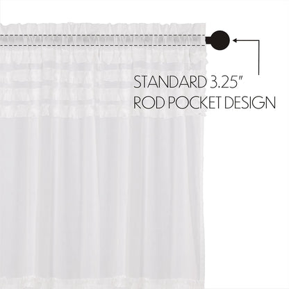 VHC Brands Farmhouse 16"x60" Valance, White Rod Pocket Kitchen Window Curtains