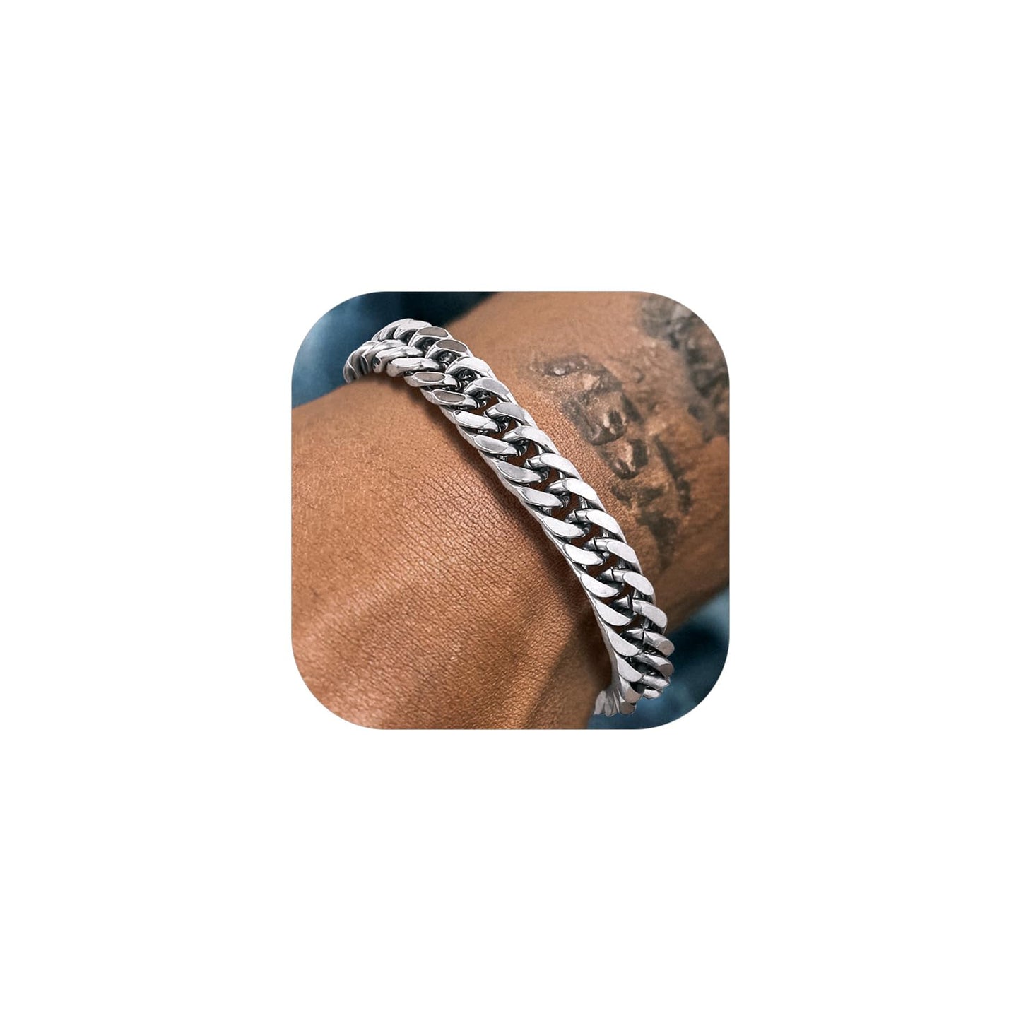 Richsteel Stainless Steel Bracelet for Men 8mm Wide Cuban Link Chain Bracelets 8.2 Inch