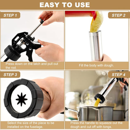 3-in-1 Stainless Steel Churros Maker Machine – Multifunctional Cookie Press with Piping Bag, Nozzles & Discs