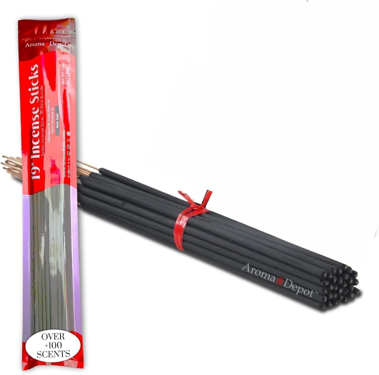 Aroma Depot 19'' Pink Sugar Incense Sticks, Approx 27 to 30 Sticks Per Bundle, Each Burns 3 to 4 Hours