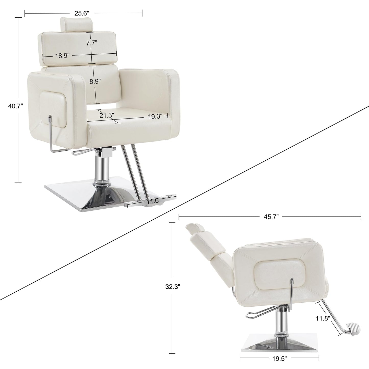 BarberPub Classic Hydraulic Barber Chair, Adjustable Reclining Salon Styling Beauty Spa Chairs, PVC Leather, Barberhop, Hair Salon 2065 (Champagne)