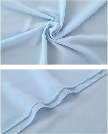Chiffon Table Runner 27x120 Inches, Baby Blue Sheer Fabric Long Table Runners for Wedding Party Decorations