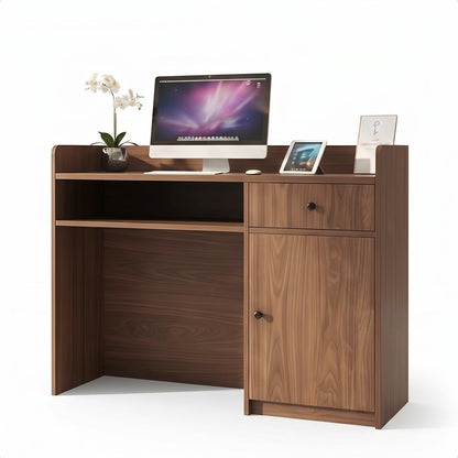 YTElantivo Modern Reception Desk with Drawer and File Cabinet - Front Counter Table for Office, Salon, Spa, Retail - Small Reception Desk for Small Spaces - European Oak - 47.24in