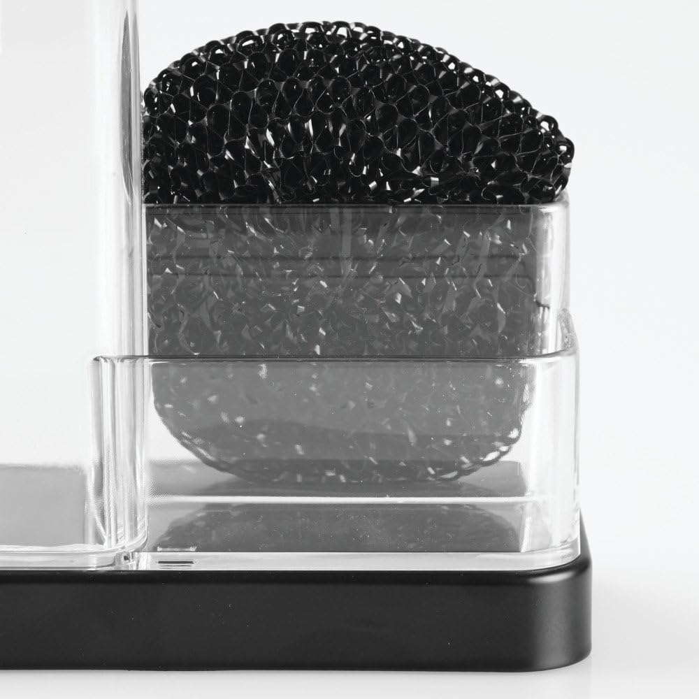 6" 3.5" 8.25", iDesign Forma BPA-Free Plastic Soap and Sponge Sink Organizer Caddy - x x Clear/Matte Black
