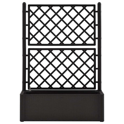 Yamxder 39.4x16.9x55.9 in Anthracite Plastic Raised Garden Bed with Trellis, Self-Watering Planter for Climbing Plants, Large Outdoor Planter Box for Patio Balcony