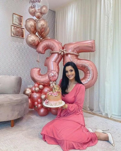 40 Inch Pearl Pink Birthday Balloons - 28 Number Balloons for Celebrations & Graduation Decor