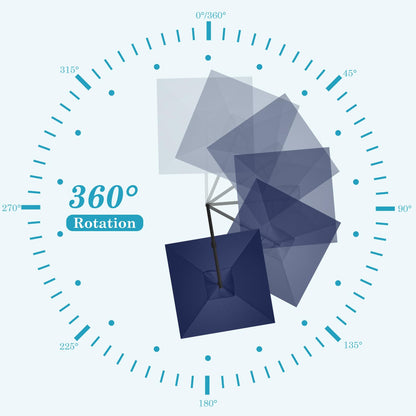 HOTEEL 10x10ft Patio Umbrella Cantilever Umbrella Double Top - Upgrade and Intensify - 360 Rotation and 5 Angles Adjustment - Aluminum Offset Pool Umbrella Outdoor Umbrellas for Patio Garden Deck Pool,Dark Blue