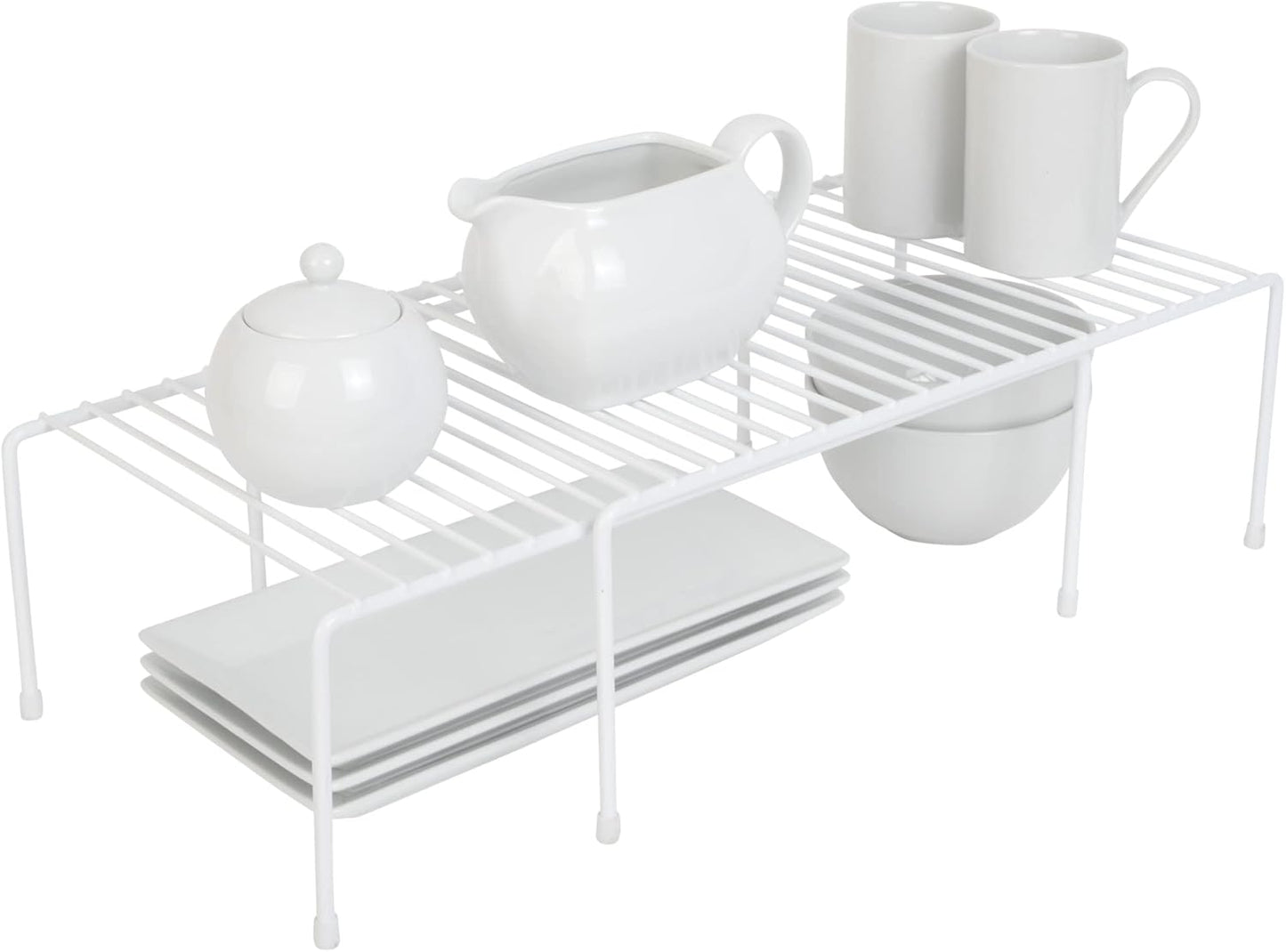 Smart Design Kitchen Storage Expandable Shelf Rack with Scratch Resistant Feet - Steel, for Cabinet & Pantry
