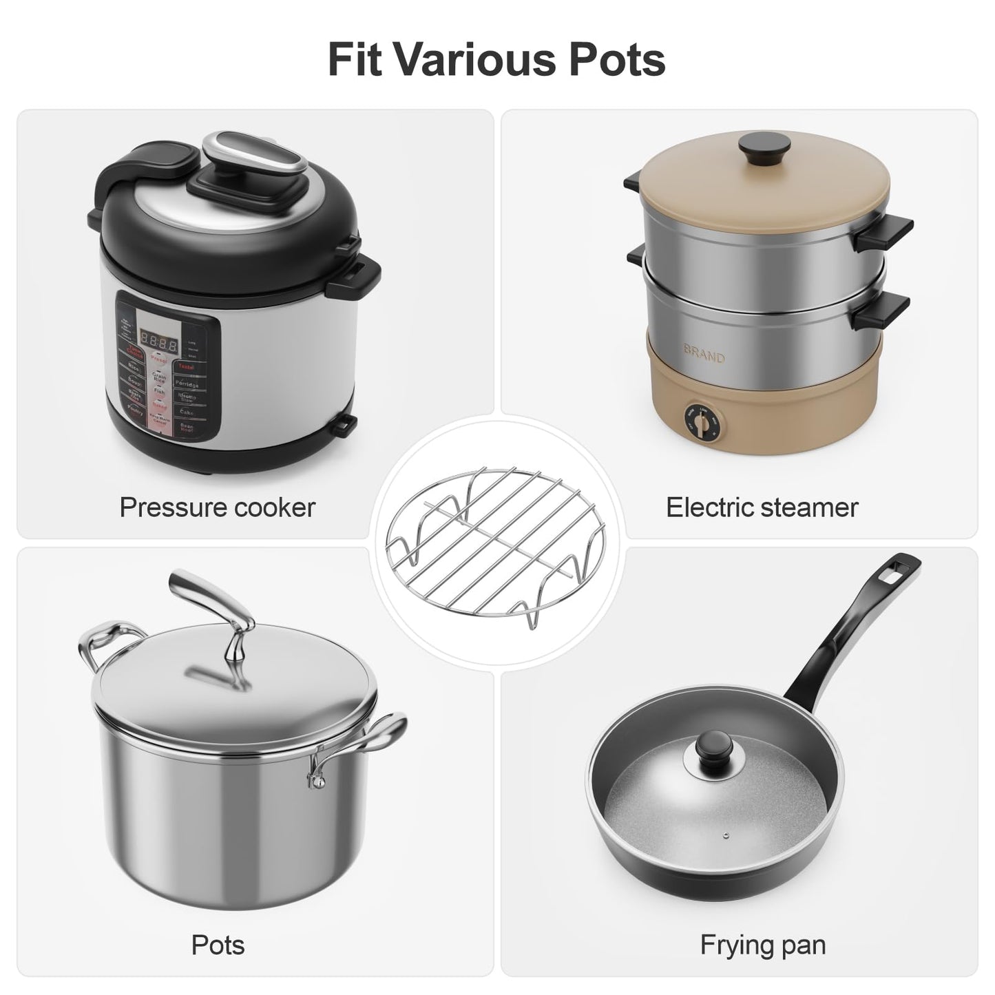 GSlife Trivet for Instant Pot Steamer Rack - Stainless Steel Accessories, 7 Inch Steam Rack Fits 3, 6 Qt Pressure Cooker, Cooking Cooling Steaming Baking Stand, 1 Pack