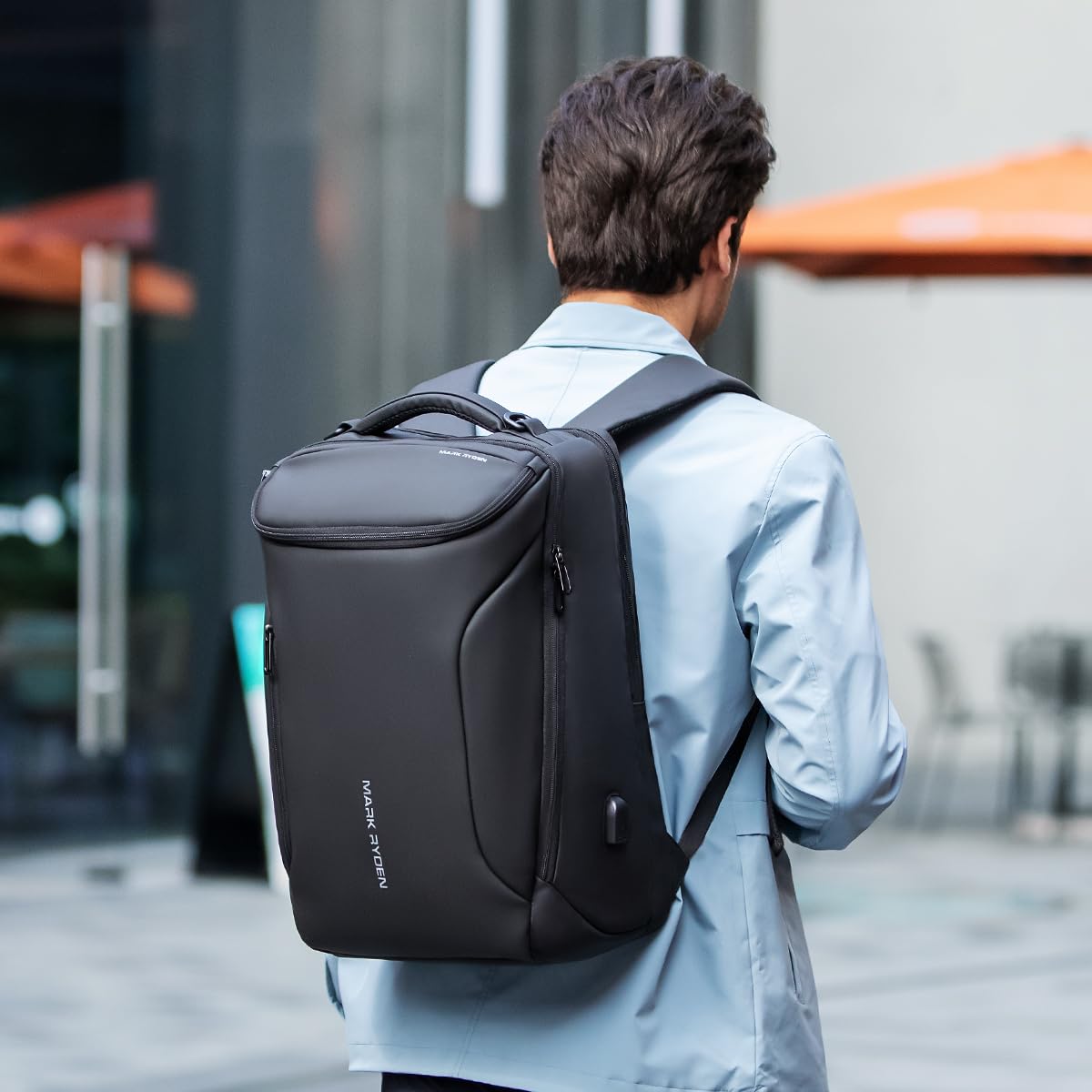 Muzee Backpack for Men Travel Backpack Flight Approved Fits 17 Inch Laptop and Tech Gear, With USB Plug