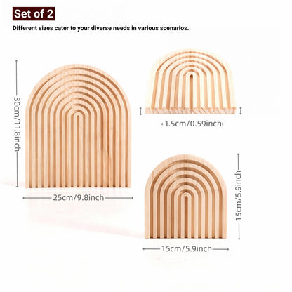 Nawwoo 2 Pcs Natural Wood Arch Decor, Boho Shelf & Serving Board for Fireplace Mantel, Kitchen Counter - Light Pine Finish, Scandinavian & Japandi Style Aesthetic Accents for Living Room, Home Office