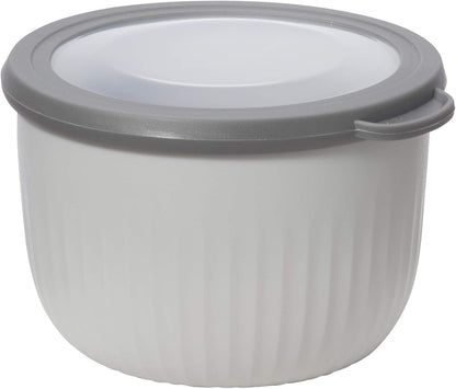 Oggi Prep, Store & Serve Plastic Bowl - 0.7 qt with See-Thru Lid, Dishwasher, Microwave & Freezer Safe, Lt Gray/Dk Gray