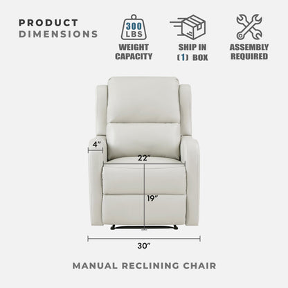 Lexicon Manual Recliner Chair, Reclining Sofa Chair, Home Theater Seating, Wall Hugger, Manual Recliner for Living Room/Office/Apartment, Easy Assembly, Taupe Faux Leather
