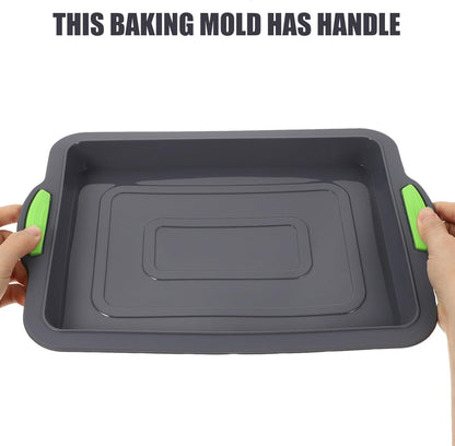 Hemoton Silicone Baking Sheet Tray Pan - Nonstick Rectangular Cookie Sheet with Silicone Handle for Oven