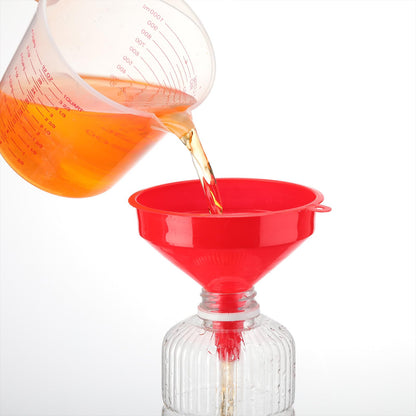 Honeydak 18 Pcs Plastic Funnels 4.7 Inch Wide Mouth Multi-Purpose Funnels with Long Reaching Spout for Filling Bottles Mason Jars Science Lab Use Funnel for Liquid (Red)