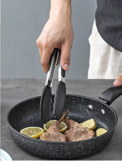 Kitchen Tongs for Cooking, Locking Silicone Tongs, Stainless Steel Serving Tongs, 7, 9, and 12 In Locking Food Tong