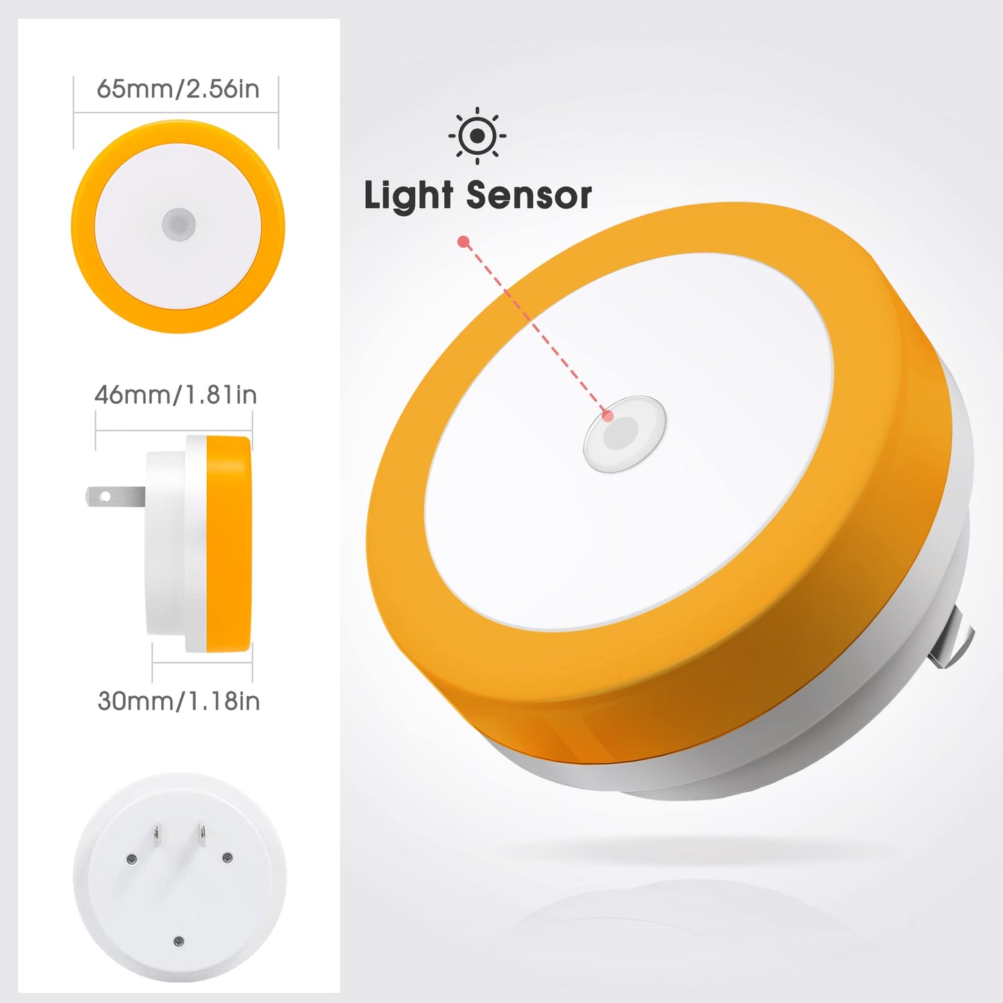 Briignite LED Baby Night Lights Plug into Wall [4Pack], Nightlight with Light Sensors for Kids Room, Bathroom Stair Lights, Hallway Light, Warm White