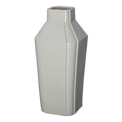 Emissary Home and Garden Quadrant 22.5 in. H Square Ceramic Vase in Gray with High-fire Treatment