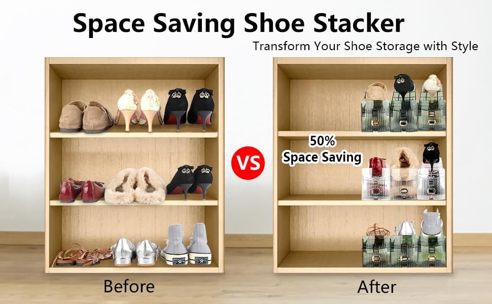 Yes!Fresh Closet 3 12 Pack) Shoe Slots Organizer, Boutique Display Style Shoe Stacker for A Pair of Shoes, Separable