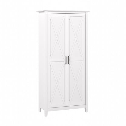 Bush Home Key West Tall Storage Cabinet with Doors in Pure White Oak