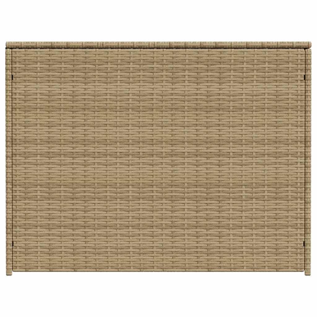GKHPYURE Mix Beige Poly Rattan Patio Storage Box 259.9 Gal, Waterproof Bag for Cushions, Gas Springs Lid, Powder-Coated Steel Frame