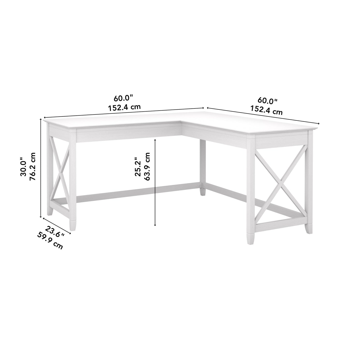 Bush Home Key West 60W Modern Farmhouse L Shaped Desk in Pure White Oak, 60-Inch Corner Computer Table for Home Office Workspace