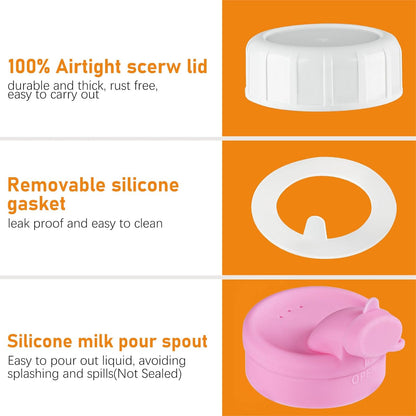 16 Oz 6 Pack Sovietiep Square Glass Milk Bottles with A Silicone Cap, Glass Bottles for Juicing with Airtight Lids
