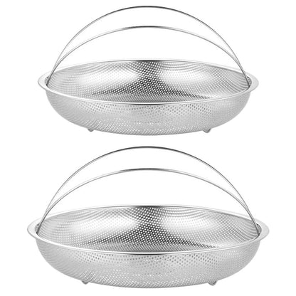SHOWERORO Steamer Basket with Handle 8.85 Inch Stainless Steel Reusable Food Steaming Rack for Rice Cooker Vegetables Seafood and More