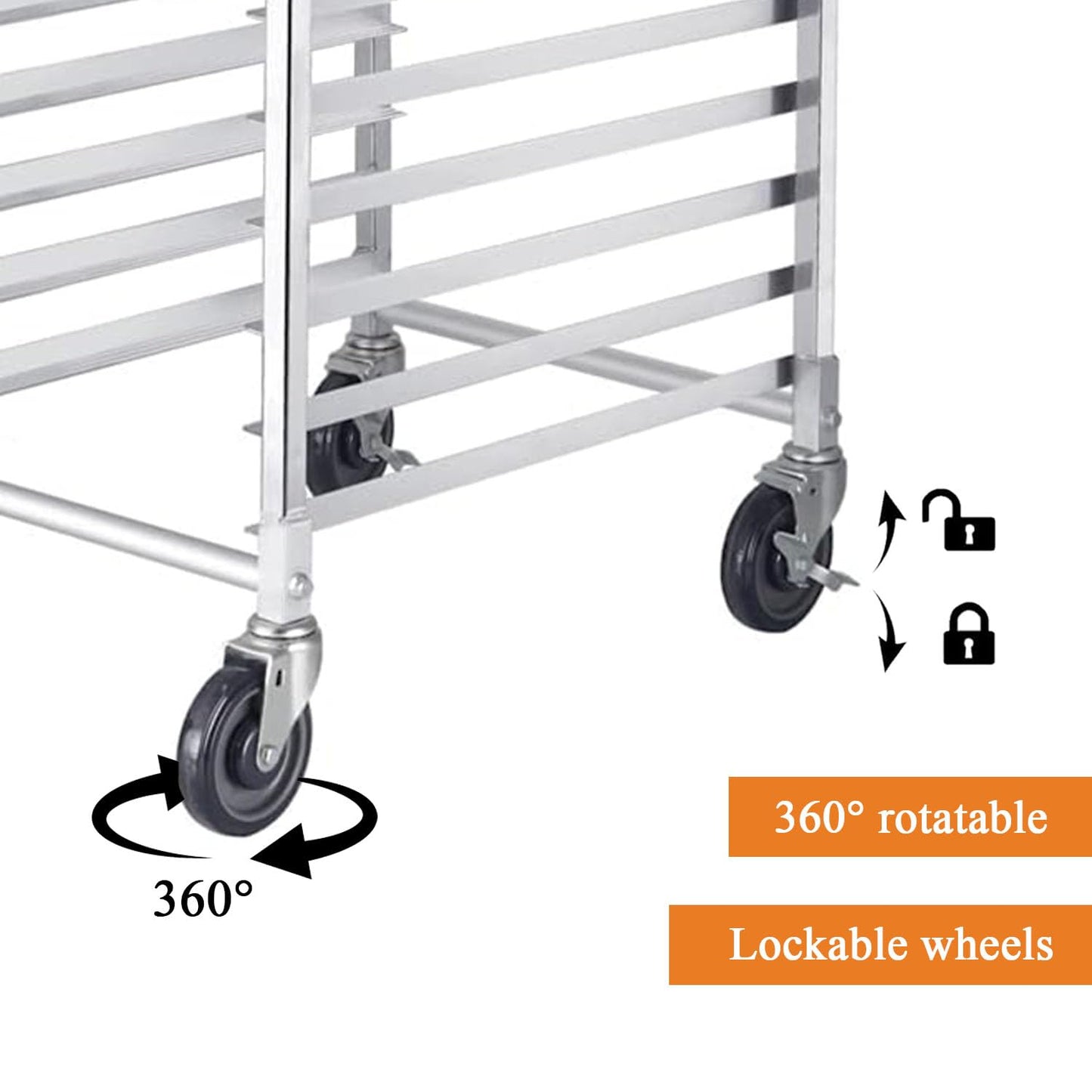 Zocgioe 10/20Tier Bun Pan Rack, Commercial Bakery Racks with Brake Wheels, Bread Baking Speed Rack for Cooling, Kitchen Tiered Rolling Cart, for Kitchen, Restaurant, Cafeteria, Pizzeria,10Tier