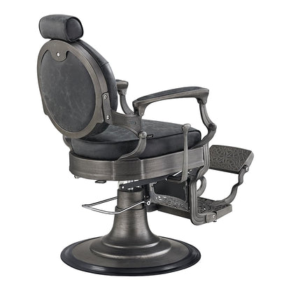 Dir Heavy Duty Barber Chair, Men's Grooming Barbershop Hydraulic Chair in Distressed Finish Kaiser II, Vintage Black