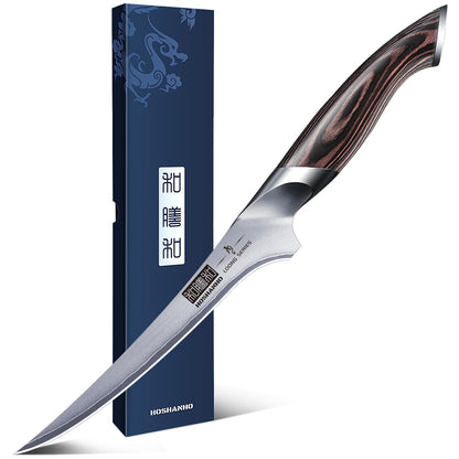 HOSHANHO Fillet Knife 7 Inch, Super Sharp Boning Knife in High Carbon Stainless Steel, Professional Japanese Fish Knives for Meat Poultry Cutting